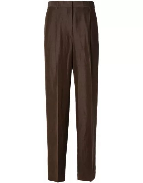 MSGM Brown Linen Blend Trouser