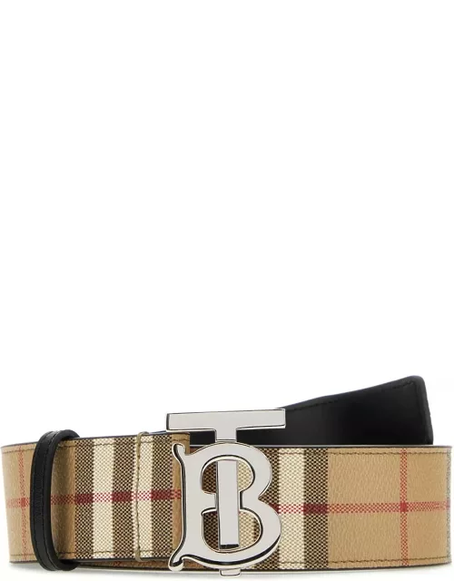 Burberry Tb Belt In Leather And Check