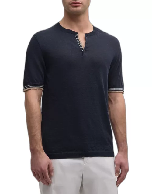 Men's Linen-Cotton Short-Sleeve Polo Sweater
