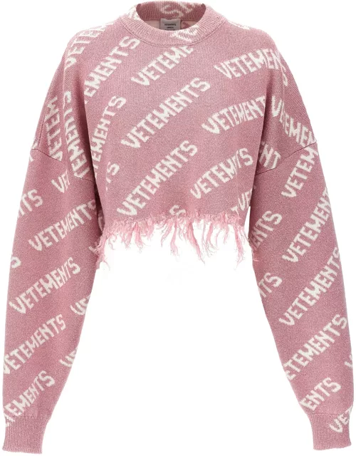 VETEMENTS iconic Lurex Monogram Crop Sweater