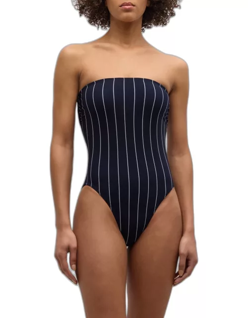 Bishop Striped Strapless One-Piece Swimsuit