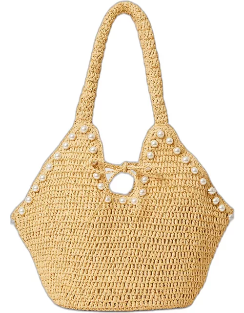 Posey Pearly Straw Tote Bag