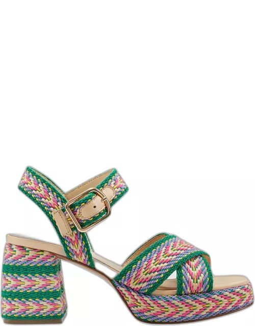Woven Textile Ankle-Strap Sandal