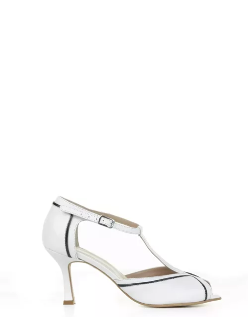 Hope White Leather Pumps With Strap