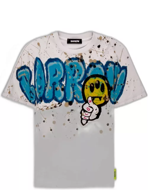 Barrow Jersey T-shirt Unisex Off white cotton t-shirt with graffiti logo and smile print