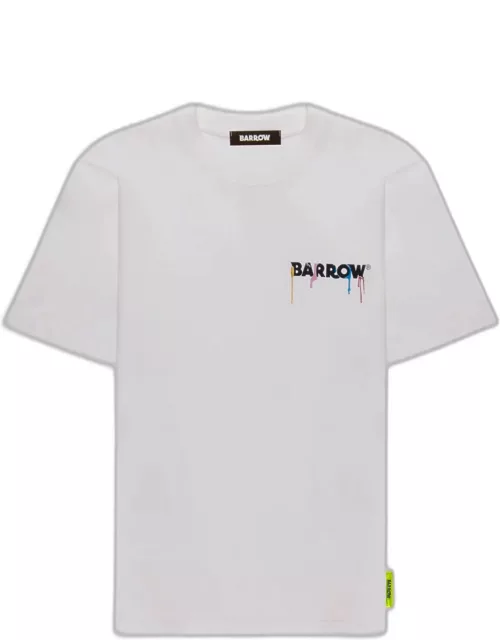 Barrow Jersey T-shirt Unisex White cotton t-shirt with chest logo and back smile print with paint