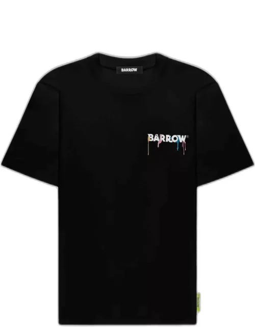 Barrow Jersey T-shirt Unisex Black cotton t-shirt with chest logo and back smile print with paint