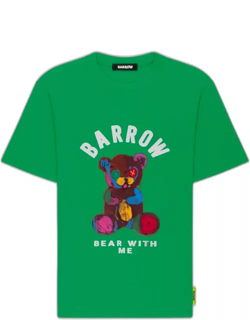Barrow Jersey T-shirt Unisex Emerald green cotton t-shirt with Teddy bear front print