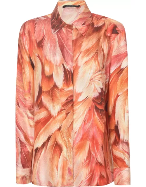 Roberto Cavalli Feather Printed Regular Shirt