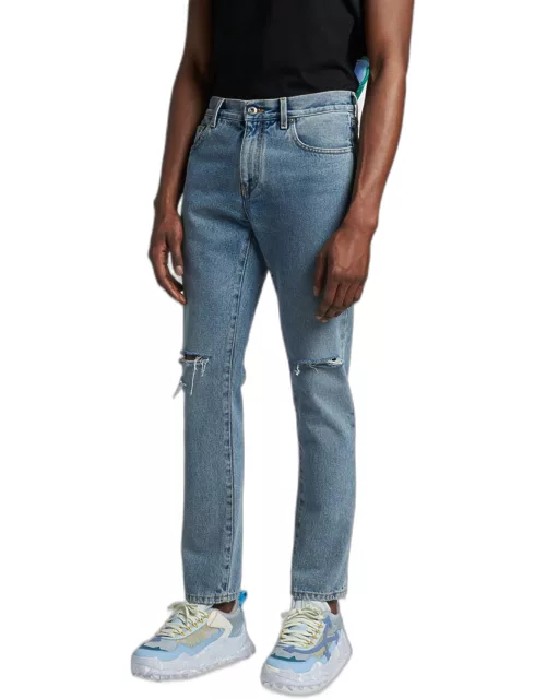 Men's Diagonal-Pocket Distressed Skinny Jean