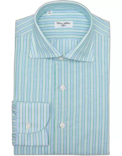 Men's Linen-Cotton Stripe Dress Shirt