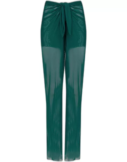 Semi-Sheer Tie-Front Coverup Pant