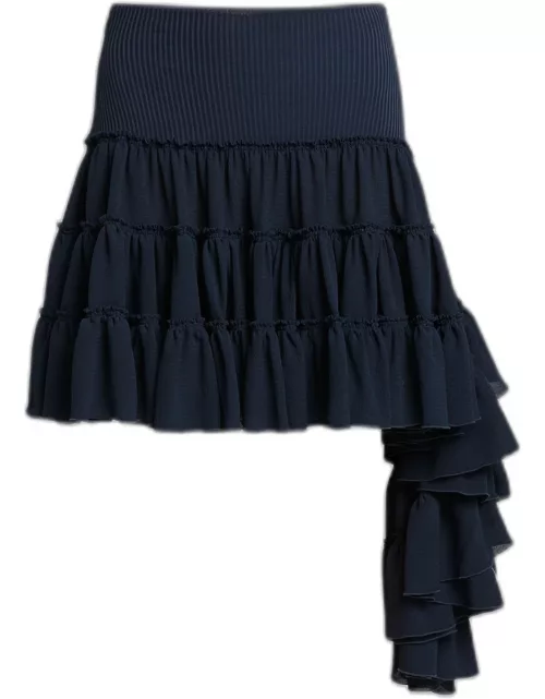 Ruffled Aysmetric Hem Mini Skirt