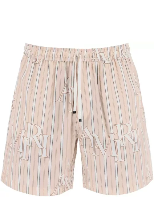 AMIRI stripe technical poplin bermuda shorts with logo "striped
