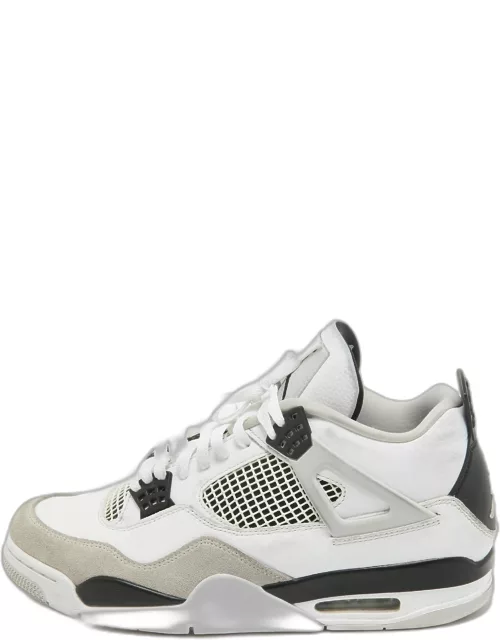 Air Jordans White Leather Jordan 4 Retro Military Black Sneaker