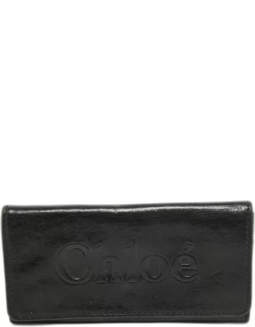 Chloe Black Leather Logo Continental Wallet