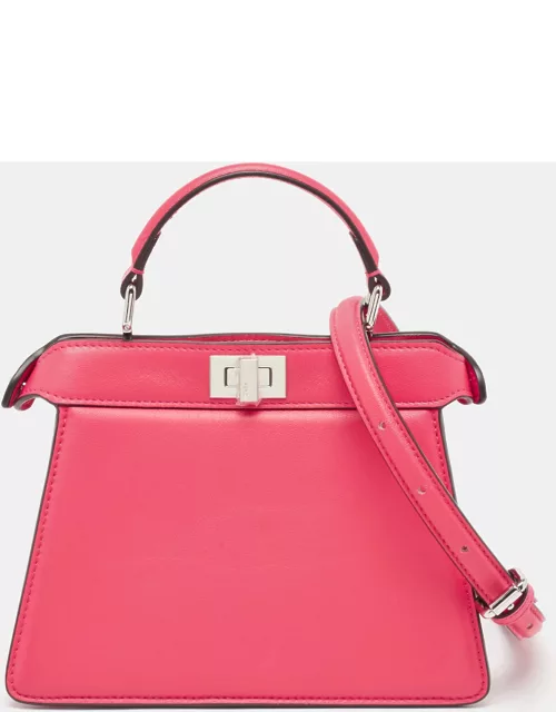 Fendi Pink Leather Petite Peekaboo ISeeU Top Handle Bag