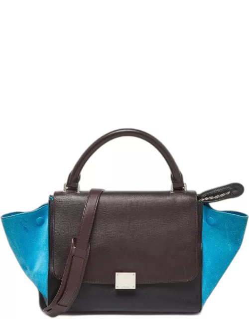 Celine Tri Color Leather and Suede Small Trapeze Top Handle Bag
