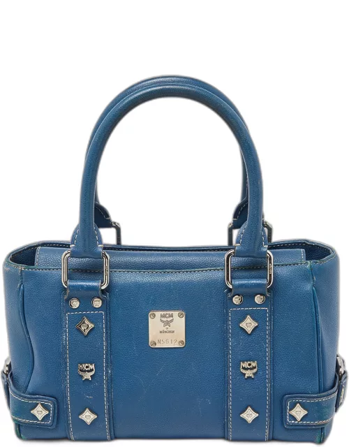 MCM Blue Leather Tote