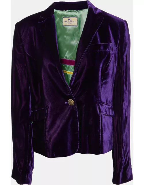 Etro Purple Velvet Button Front Blazer