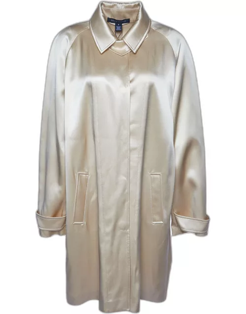 Ralph Lauren Beige Silk Satin Single Breasted Coat
