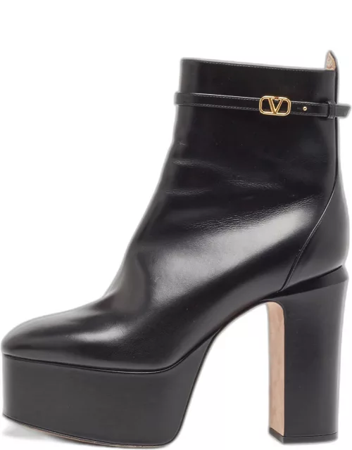 Valentino Black Leather Tango Ankle Boot