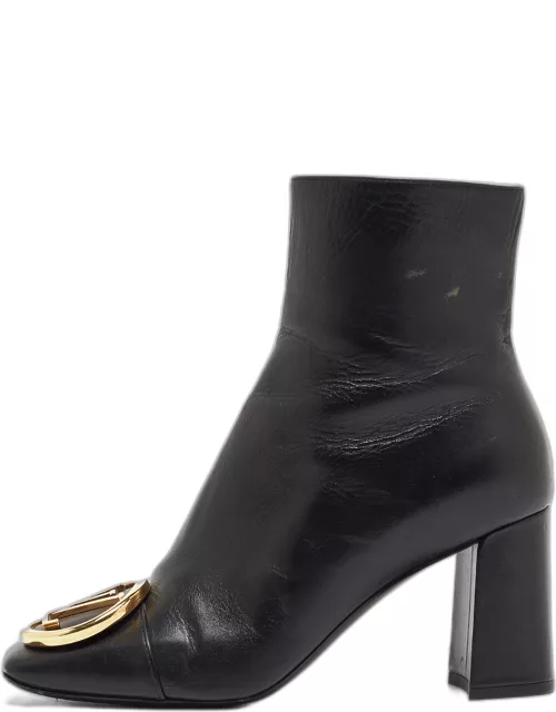 Louis Vuitton Black Leather Madeleine Block Heel Ankle Boot