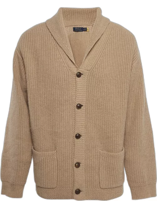 Polo Ralph Lauren Beige Wool and Cashmere Knit Buttoned Cardigan