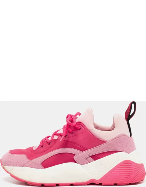 Stella McCartney Pink/Red Nylon and Faux Suede Chunky Sneaker