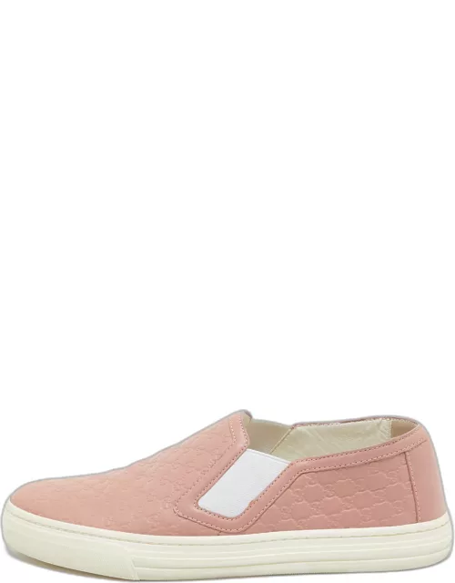 Gucci Pink Microguccissima Leather Slip On Sneaker