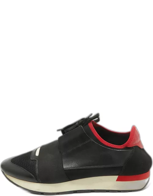 Balenciaga Black/Red Leather and Mesh Race Runner Sneaker