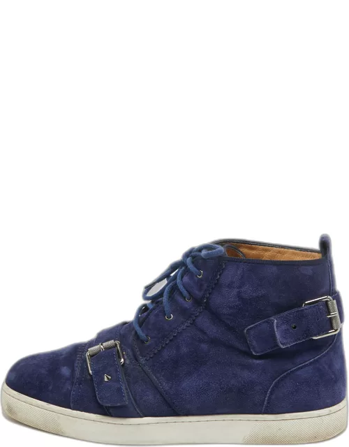 Christian Louboutin Blue Suede Reglisse High Top Sneaker