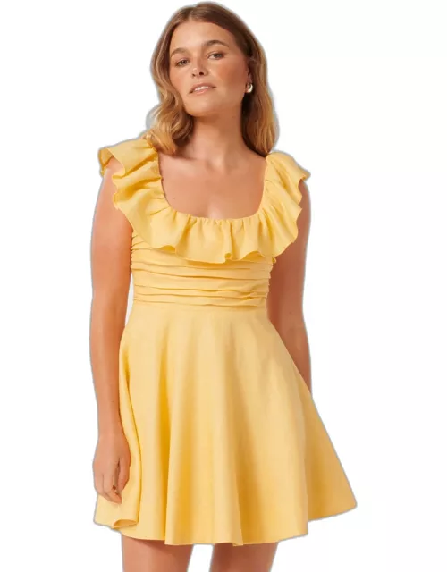 Forever New Women's Ashlee Petite Ruffle-Neck Mini Dress in Mango Lassi