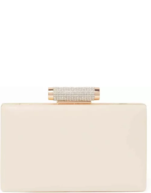 Forever New Women's Jacqui Crystal Clasp Hardcase Clutch Bag in Ivory Polyurethane/Polyester