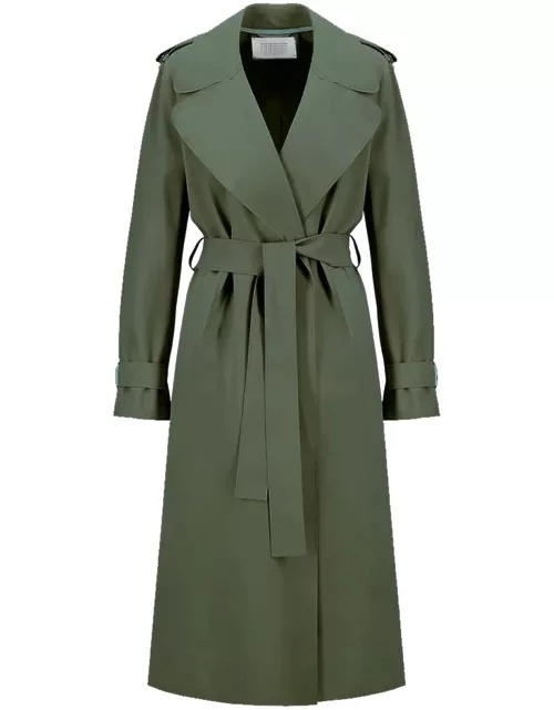 HARRIS WHARF Double Vent Trench Coat - Moss Green