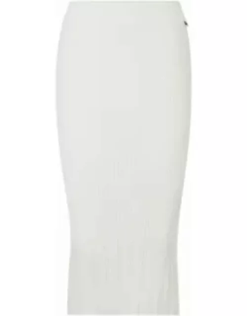 Slim-fit tube skirt with irregular ribbed structure- White Women's Casual Skirt