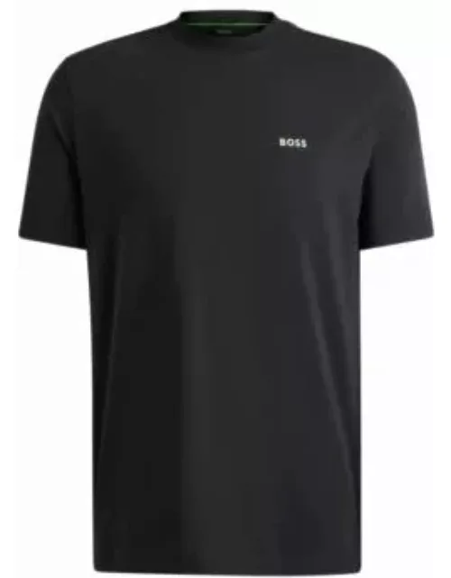 Stretch-cotton regular-fit T-shirt with contrast logo- Dark Grey Men's T-Shirt