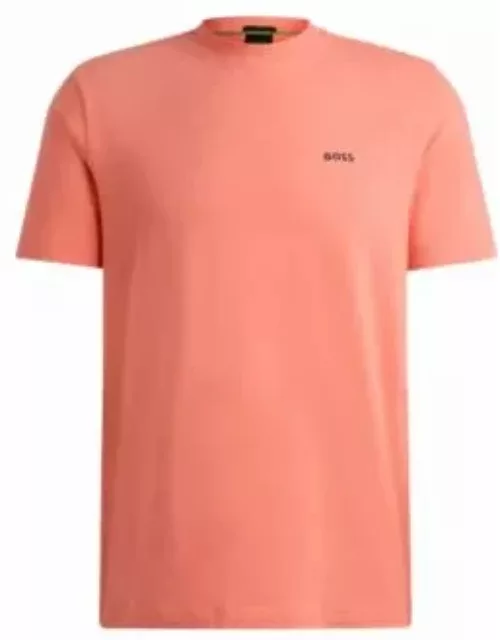 Stretch-cotton regular-fit T-shirt with contrast logo- Light Red Men's T-Shirt