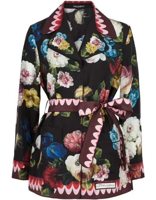 Dolce & Gabbana Floral-print Silk-satin Shirt - Black - 46 (UK14 / L)