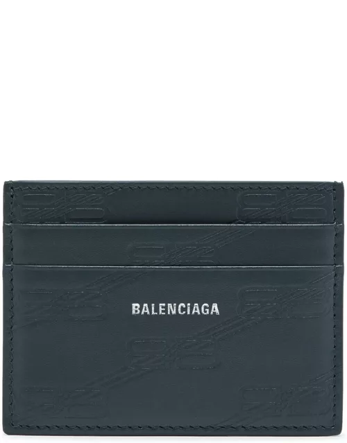 Balenciaga Logo-debossed Leather Card Holder - Blue