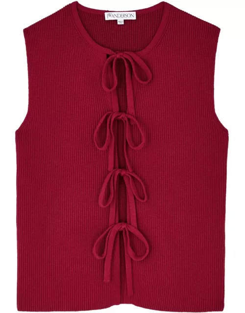 JW Anderson Bow Ribbed Cotton-blend Tank - Red - L (UK14 / L)