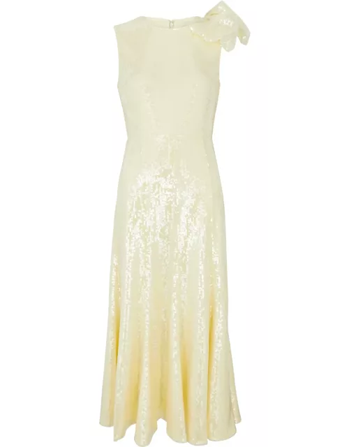 Roland Mouret Bow-embellished Sequin Midi Dress - Yellow - 8 (UK12 / M)