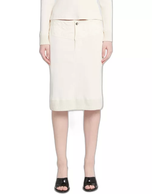 Low-Rise Compact Cotton Rib Jersey Straight Skirt