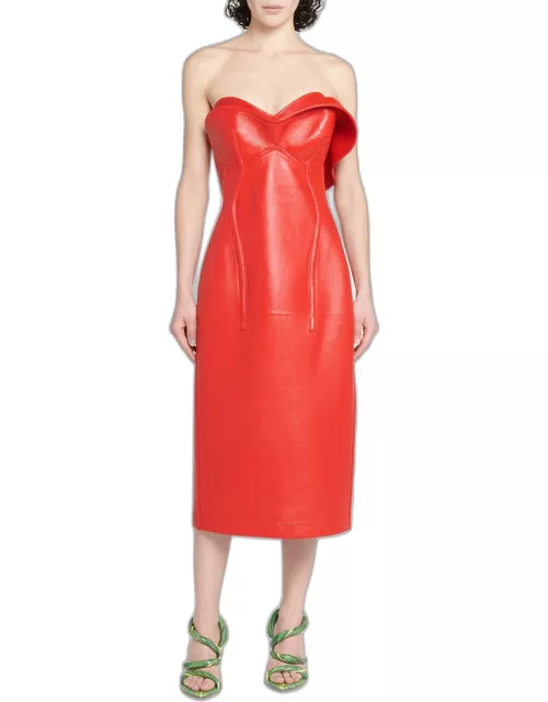 Thick Glossy Leather Bustier Dres