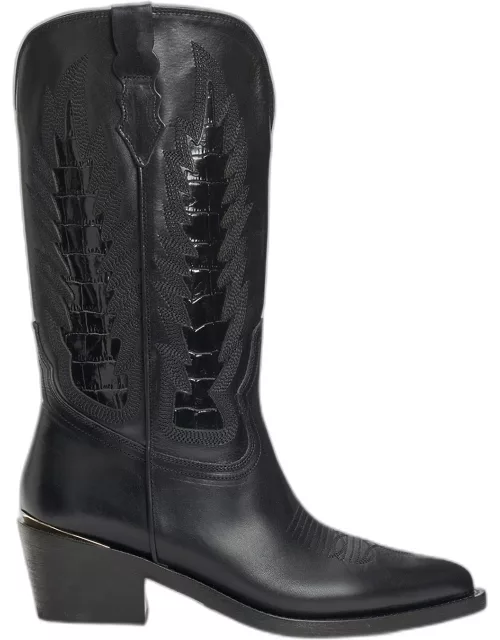 Whitney Mixed Leather Western Boot