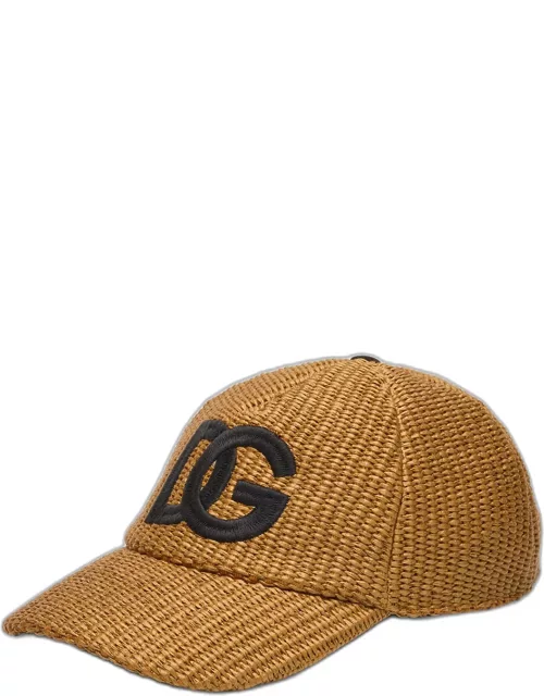 Men's Embroidered Raffia Baseball Cap