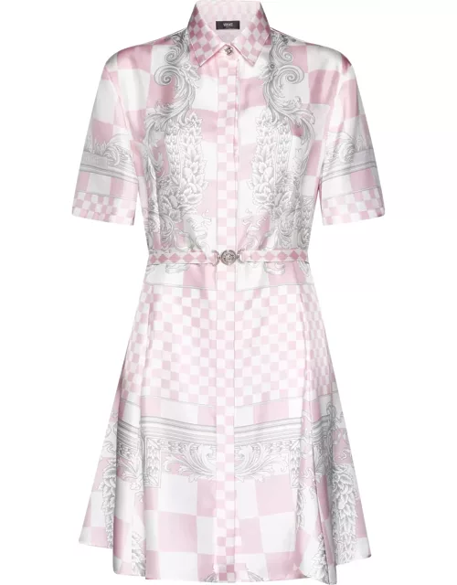 Versace Barocco-printed Belted Shirt Dres