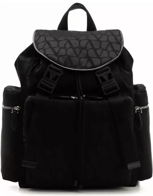 Valentino Garavani Black toile Iconographe Backpack