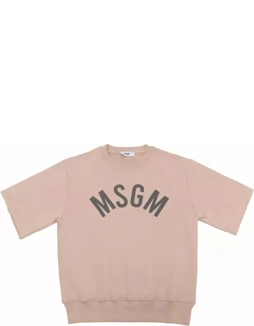 MSGM Beige Short Sleeve Sweatshirt