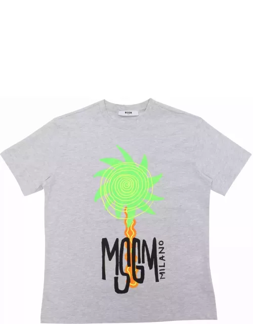 MSGM Gray T-shirt With Print